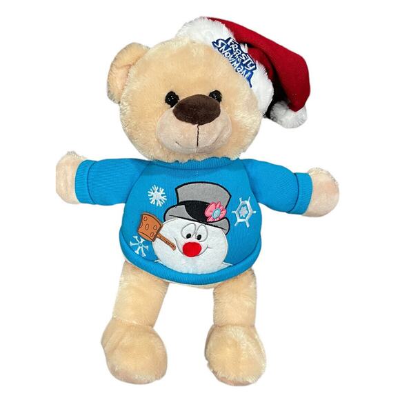 Christmas Bear Plush With Frosty The Snowman Sweater & Santa Hat 19” Stuffed Toy - Picture 8 of 8